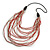Long Layered Multi-strand Brick Red/ Transparent Glass Bead Black Faux Leather Cord Necklace - 100cm L - view 5