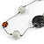 Long Resin, Wood, Ceramic Bead Silk Cord Necklace (White, Black) - 92cm L - view 3