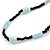 Long Black Glass, Light Blue Ceramic Bead Necklace - 100cm L - view 3