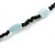Long Black Glass, Light Blue Ceramic Bead Necklace - 100cm L - view 4