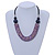 Purple Wood, Coin Shell Bead with Black Faux Leather Cord Necklace - 50cm L - view 2