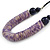 Purple Wood, Coin Shell Bead with Black Faux Leather Cord Necklace - 50cm L - view 3