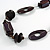 Deep Purple/ Brown Wood Bead Wire Detailing with Black Faux Leather Cord Necklace - 66cm L - view 4