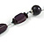 Deep Purple/ Brown Wood Bead Wire Detailing with Black Faux Leather Cord Necklace - 66cm L - view 5
