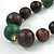 Brown/ Green Graduated Wood Bead Necklace - 42cm L/ 4cm Ext - view 3