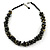 Cluster Beaded Wood Cotton Cord Necklace (Black/ Gold) - 46cm L/ 4cm Ext - view 3