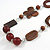 Romantic Wood, Shell, Resin Bead with Cotton Cord Long Necklace (Brown/ Olive) - 84cm L - view 3