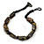 Dark Brown Oval Wood Bead with Colour Fusion Cotton Cord Necklace - 44cm L - view 3