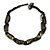 Black Oval Wood Bead with Colour Fusion Cotton Cord Necklace - 44cm L - view 2
