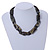 Black Oval Wood Bead with Colour Fusion Cotton Cord Necklace - 44cm L - view 7