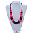Statement Chunky Black/ Deep Pink Wood Bead with Black Cotton Cord Necklace - 60cm L - view 2