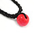 Statement Chunky Black/ Deep Pink Wood Bead with Black Cotton Cord Necklace - 60cm L - view 5