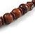 Chunky Brown Wood Bead with Black Cotton Cord Necklace - 60cm L - view 4