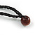 Chunky Brown Wood Bead with Black Cotton Cord Necklace - 60cm L - view 6