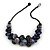 Black/ Dark Blue Cluster Wood Bead With Black Cord Necklace - 54cm L