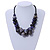 Black/ Dark Blue Cluster Wood Bead With Black Cord Necklace - 54cm L - view 2