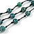 Long Layered Teal Green/ Black Wood Bead Necklace - 90cm L - view 3