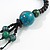 Long Layered Teal Green/ Black Wood Bead Necklace - 90cm L - view 4