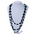 Long Layered Teal Green/ Black Wood Bead Necklace - 90cm L - view 2