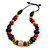 Chunky Multicoloured Wood Bead Cotton Cord Necklace - 60cm L