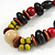 Chunky Multicoloured Wood Bead Cotton Cord Necklace - 60cm L - view 3
