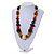 Chunky Multicoloured Wood Bead Cotton Cord Necklace - 60cm L - view 2
