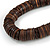 Statement Brown Wood Coin Bead Chunky Style Necklace - 56cm L/ 3cm Ext - view 3