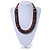 Statement Brown Wood Coin Bead Chunky Style Necklace - 56cm L/ 3cm Ext - view 2