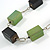 Long Wood Bead with Silver Tone Metal Links Black Rubber Cord Necklace (Glitter Green/ Black) - 84cm L - view 3