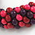 Purple/ Deep Pink Cluster Wood Bead Chunky Necklace with Black Cotton Cord - 70cm L - view 5