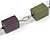 Long Wood Bead with Silver Tone Metal Links Black Rubber Cord Necklace (Glitter Green/ Purple) - 84cm L - view 4