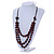 Layered Brown Resin Bead Cotton Cord Necklace - 74cm L - view 2