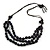 3 Tier Dark Purple Wood Bead with Brown Cotton Cords Necklace - 76cm L