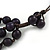 3 Tier Dark Purple Wood Bead with Brown Cotton Cords Necklace - 76cm L - view 4