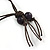 3 Tier Dark Purple Wood Bead with Brown Cotton Cords Necklace - 76cm L - view 5