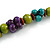 Multicoloured Wood Bead Cluster Cotton Cord Necklace - 72cm L - view 3
