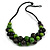 Black/ Lime Green Cluster Wood Bead With Black Cord Necklace - 54cm L - view 2