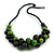 Black/ Lime Green Cluster Wood Bead With Black Cord Necklace - 54cm L - view 10
