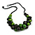 Black/ Lime Green Cluster Wood Bead With Black Cord Necklace - 54cm L
