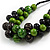 Black/ Lime Green Cluster Wood Bead With Black Cord Necklace - 54cm L - view 4