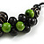 Black/ Lime Green Cluster Wood Bead With Black Cord Necklace - 54cm L - view 5