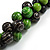 Black/ Lime Green Cluster Wood Bead With Black Cord Necklace - 54cm L - view 6