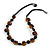 Exquisite Glass and Ceramic Bead Cord Necklace ( Black, Brown) - 54cm Long