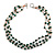 3 Strand Green Ceramic, Silver Acrylic Bead Necklace - 44cm L - view 3