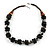 Black/ Brown Wood Bead and Sea Shell Nugget Necklace - 60cm L/ 4cm Ext - view 4