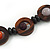 Wood and Ceramic Bead Necklace with Black Faux Leather Cord - 80cm L - view 2