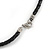 Wood and Ceramic Bead Necklace with Black Faux Leather Cord - 80cm L - view 4