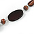 Geometric Wood Bead with Silver Wire Element Black Faux Leather Cord Necklace (Black/ Brown) - 76cm L - view 3