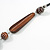 Geometric Wood Bead with Silver Wire Element Black Faux Leather Cord Necklace (Black/ Brown) - 76cm L - view 4