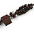 Wood and Ceramic Cluster Bead Brown Cord Chunky Asymmetrical Necklace - 60cm L - view 4